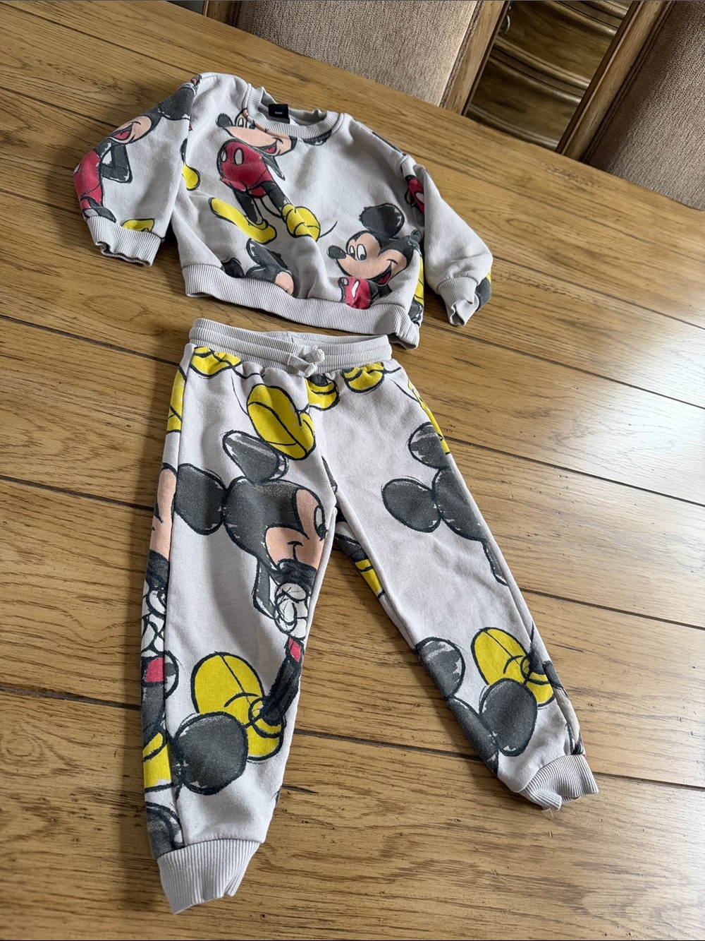 Disney Toddler Sweatshirt Set in Gray with Yellow & Red Accents by Zara